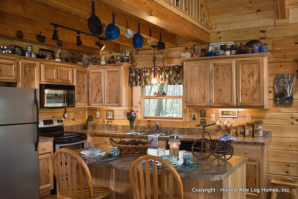 Interior, horizontal, kitchen, Gilchrist residence, Monterey, Tennessee, Honest Abe Log Homes