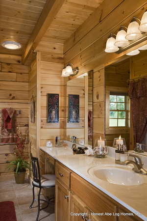 Interior, vertical, master bathroom, Swift residence, Honest Abe Log Homes, Allgood, TN