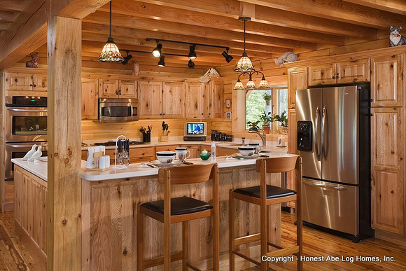 Interior, horizontal, kitchen, Marshall residence, Grand Vista Bay, Rockwood, Tennessee, Honest Abe Log Homes