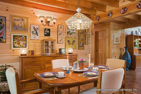 Interior, horizontal, dining room, Marshall residence, Grand Vista Bay, Rockwood, Tennessee, Honest Abe Log Homes