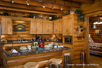 Interior, horizontal, kitchen, Alderson residence, Clinton, Arkansas, Honest Abe Log Homes