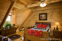 Interior, horizontal, upstairs guest bedroom, Swift residence, Honest Abe Log Homes, Allgood, TN