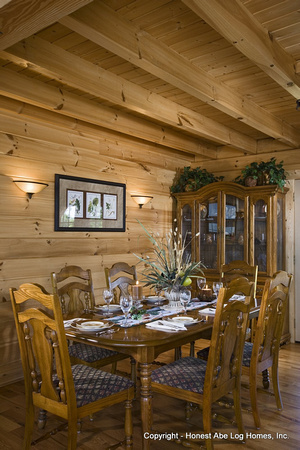 Interior, vertical, dining room, Swift residence, Honest Abe Log Homes, Allgood, TN