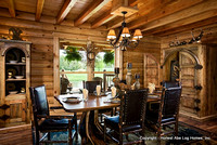 Interior, horizontal, dining room, Wilson residence, Crossville, Tennessee; Honest Abe Log Homes