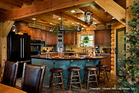 Interior, horizontal, kitchen, Wilson residence, Crossville, Tennessee; Honest Abe Log Homes