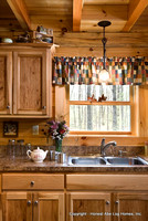 Interior, vertical, kitchen vignette, Gilchrist residence, Monterey, Tennessee, Honest Abe Log Homes